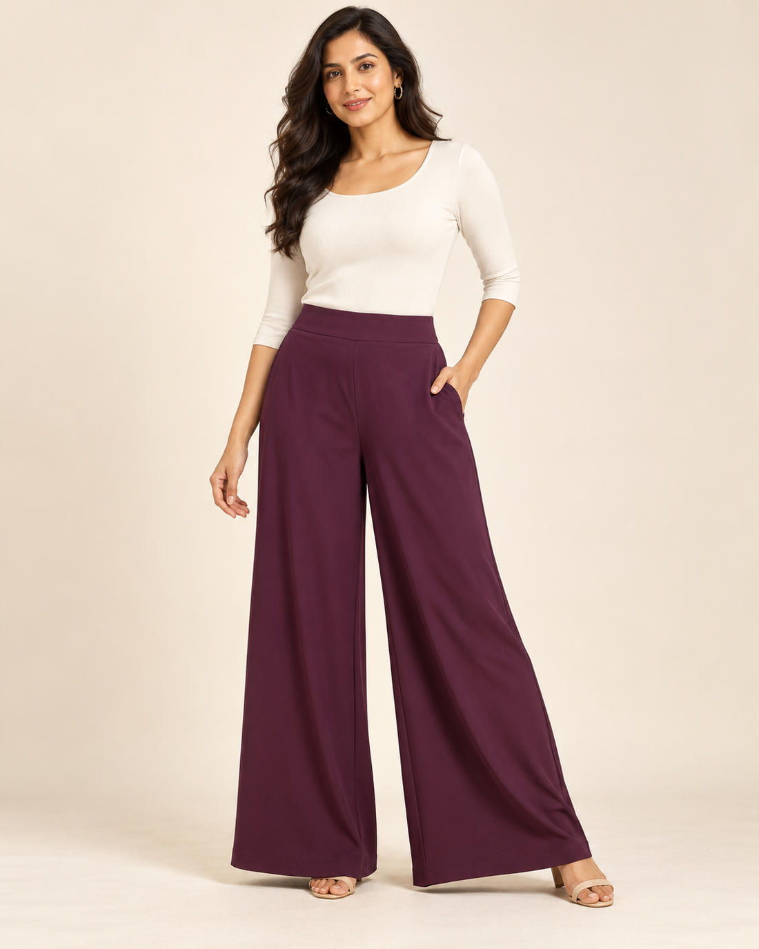 AI collection concept: PAH women's wide-leg palazzo pants.