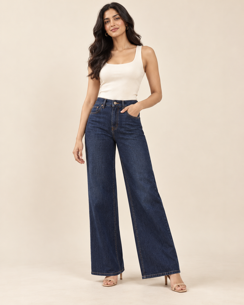 AI collection concept: PAH women's wide-leg jeans.